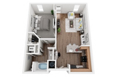 1 Bed 1 Bath 798 sf Reynolds Floor Plan at Two Addison Place, Pooler, 31322